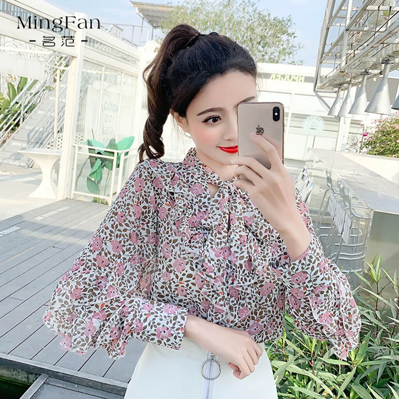 Blusas Mujer De Moda 2018 корейская модная одежда Femininas элегантная шифоновая блузка с