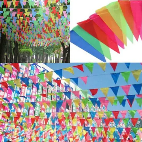 10 м многоцветный треугольник гигантский флаг Bunting гирлянда подвески-вымпелы