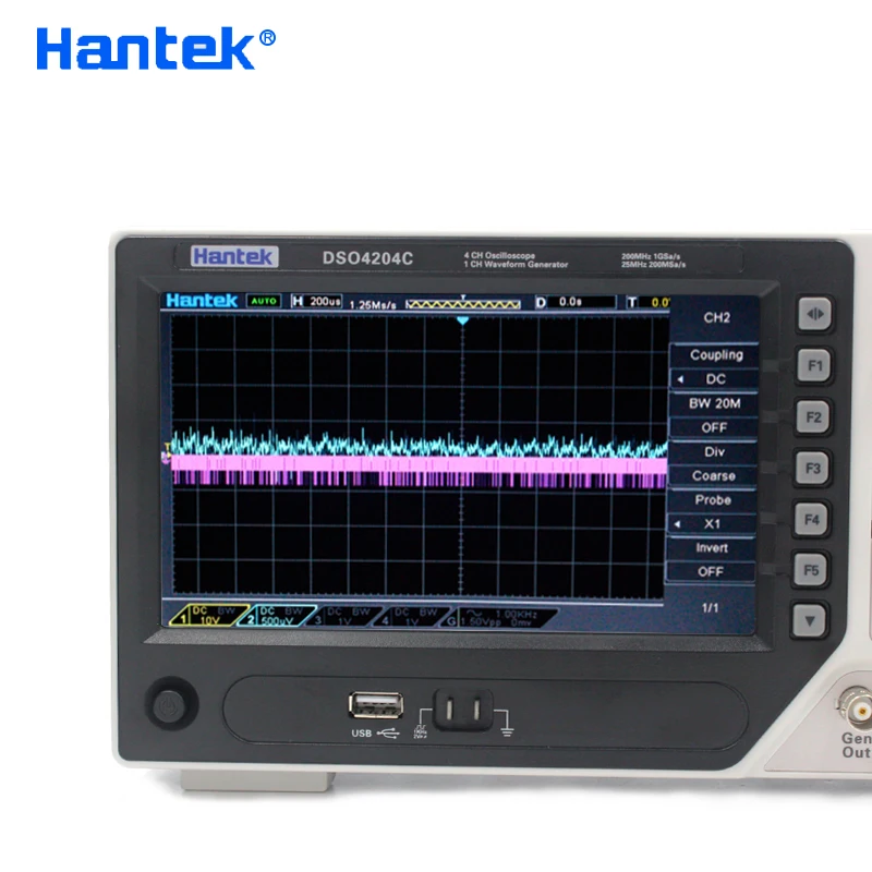 

Hantek DSO4204C Digital Oscilloscope 200MHz 4Channels Portable USB Osciloscopio Automotive +EXT+DVM+Auto range function