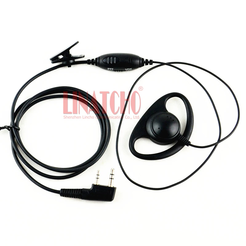 good quality D shape PTT VOX mic walkie talkie interphone professional earphone earhook universal K-Type