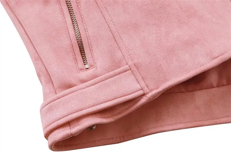 New Arrial Women Autumn Winter Suede Faux Leather Jackets Lady Fashion Matte Motorcycle Coat Biker Pink Zipper Outerwear