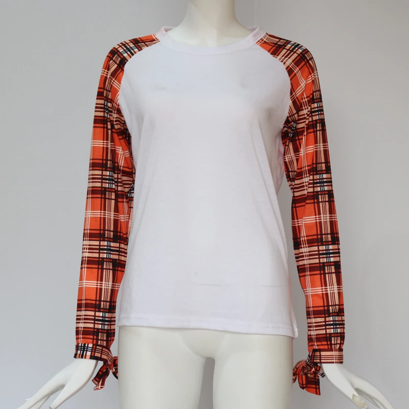 Casual T Shirt Women 2018 Spring Plaid Shirts Patchwork Bow Long Sleeve Tops Tee Femme Blusas Camiseta Mujer | Женская одежда