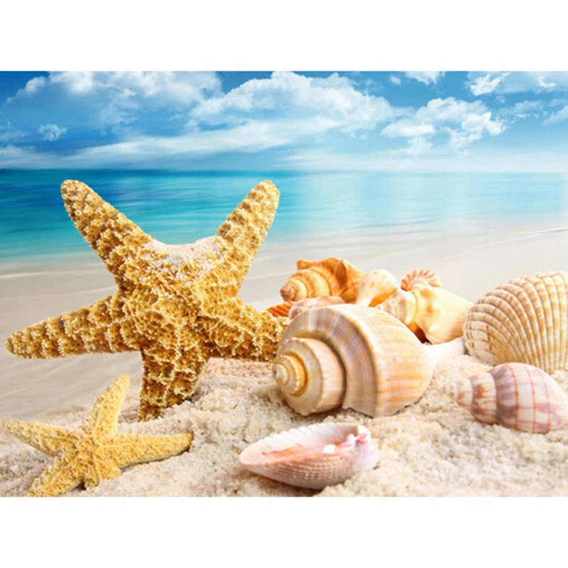 

DIY Diamond Painting Cross Stitch sea Shell starfish scenery Home Decor Full Rhinestone Mosaic 5D Diamond Embroidery