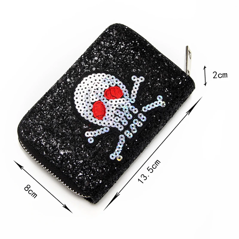 Модные женские кошельки маленький блестящий кошелек с черепом короткий крутой