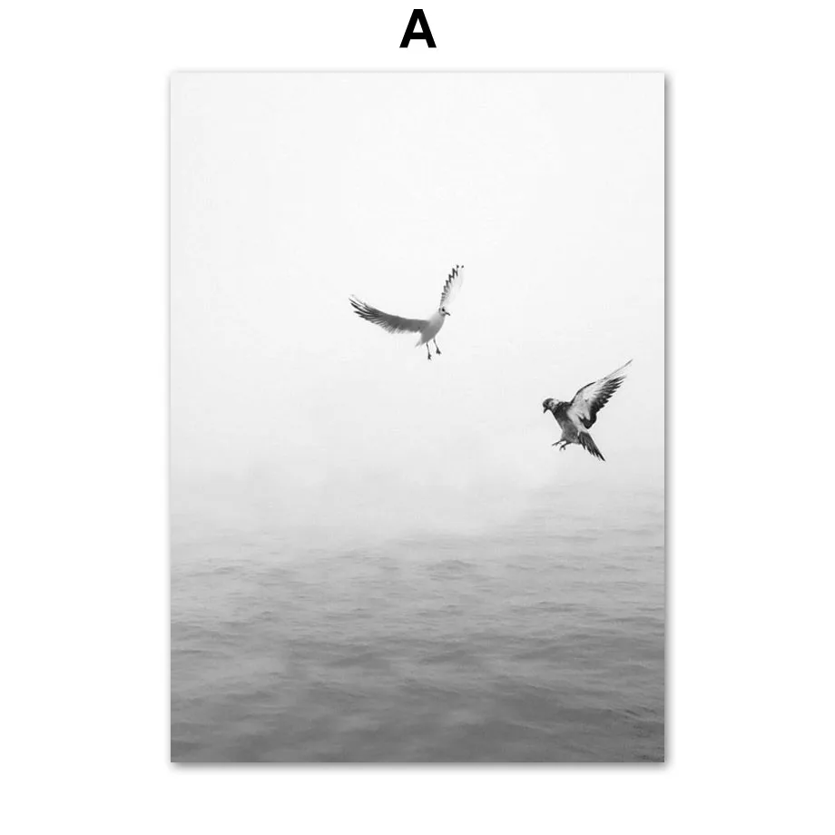 Черно белая доска для серфинга пляж морской пейзаж настенная Картина на холсте