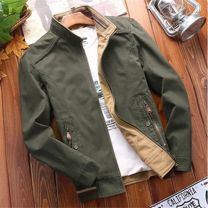 

Spring and Autumn Male Jacket Solid Miliar Cotton Coat Afs ZDJP 6xl 7xl 8xl JEE Plus Size Stylish Male Double Sided Loose Coat