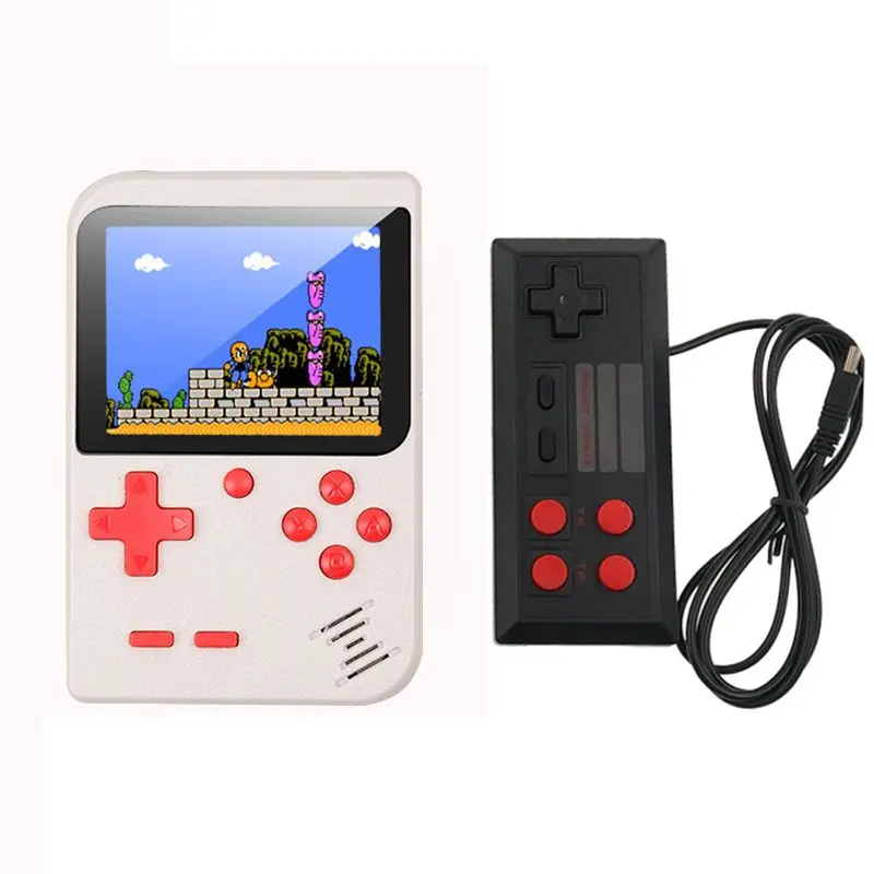 White with Gamepad Игровая консоль Ретро мин портативная игровая консоль 8 бит 3,0 дюймов цветной ЖК-дисплей детский игровой плеер встроенный 400 игр - Цвет: White with Gamepad