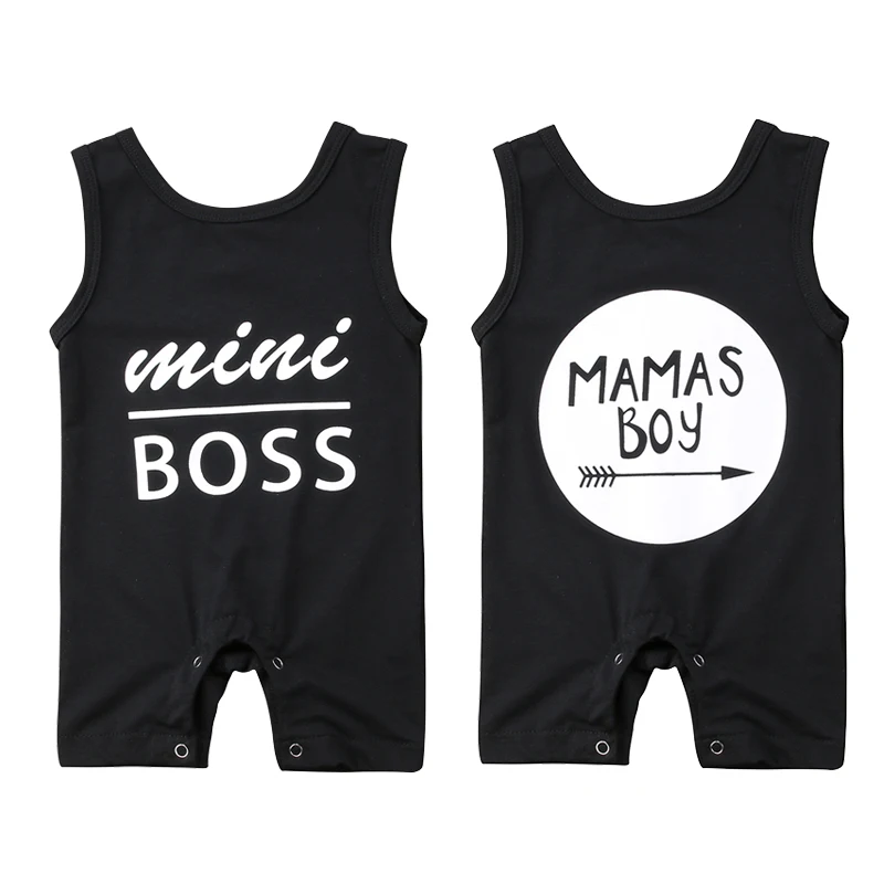 Милый комбинезон с надписью для новорожденных мальчиков и девочек черный