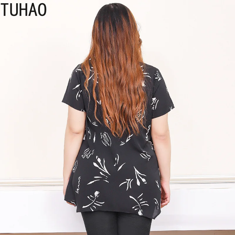 TUHAO, рубашки больших размеров 10XL 9XL 8XL, офисные женские блузки, женские летние топы большого размера, блузка черного цвета с бисером, элегантная рубашка для мамы