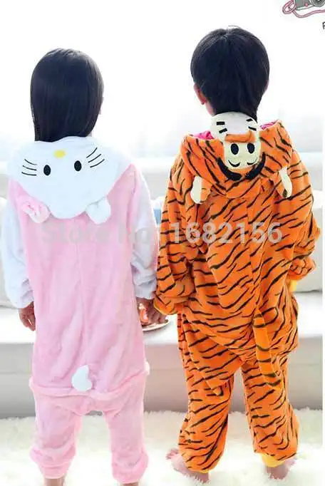 Фланелевые пижамы унисекс детские комбинезоны в виде животных кошки Женский