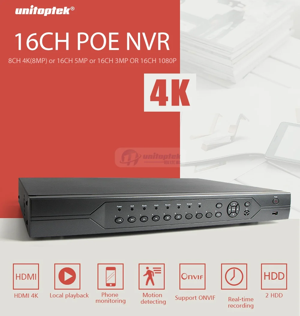 H.265 16CH POE NVR Onvif 2HDD слот 48V для 4K 5MP 3MP 1080P HD POE IP камера сетевой видеорегистратор Система видеонаблюдения CCTV