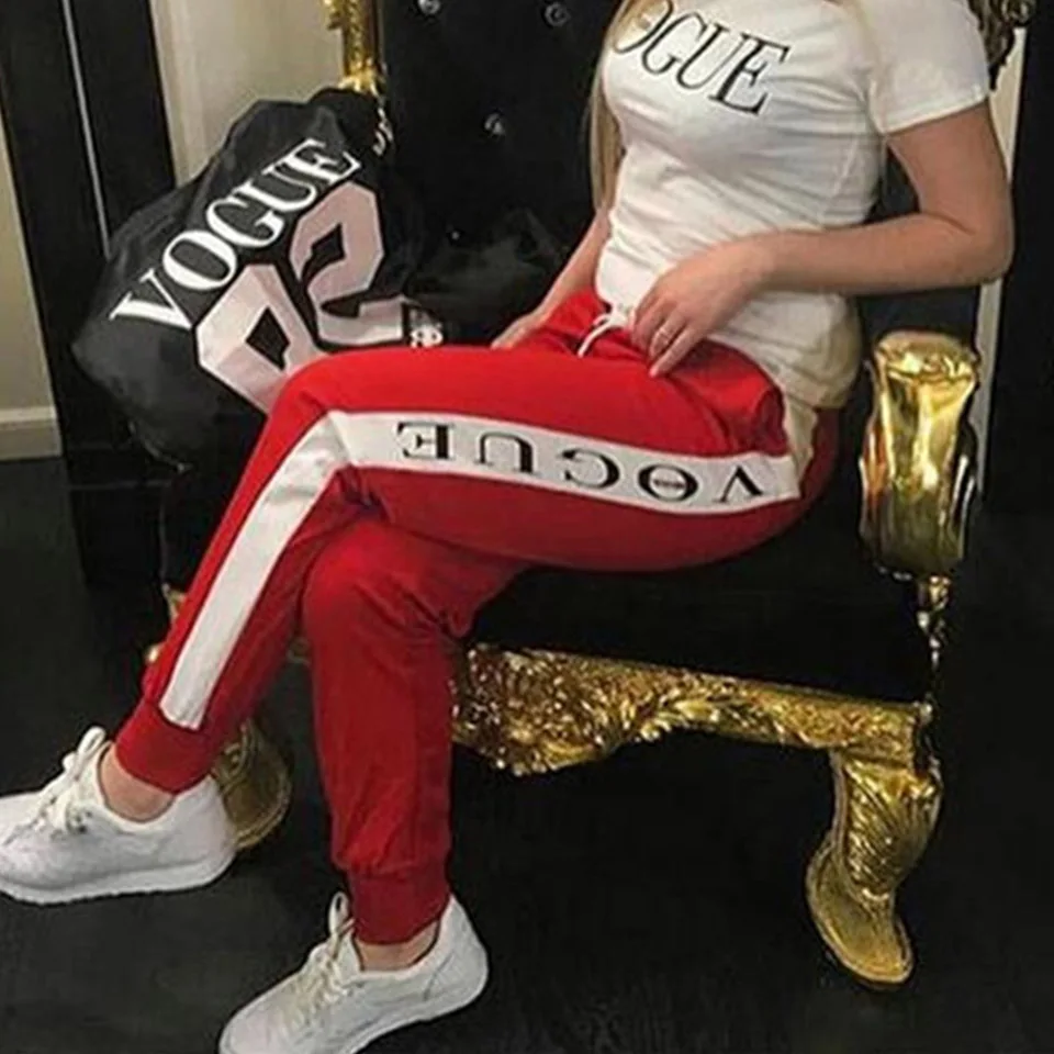 Новый комплект из 2 предметов с буквенным принтом топ и штаны модный спортивный