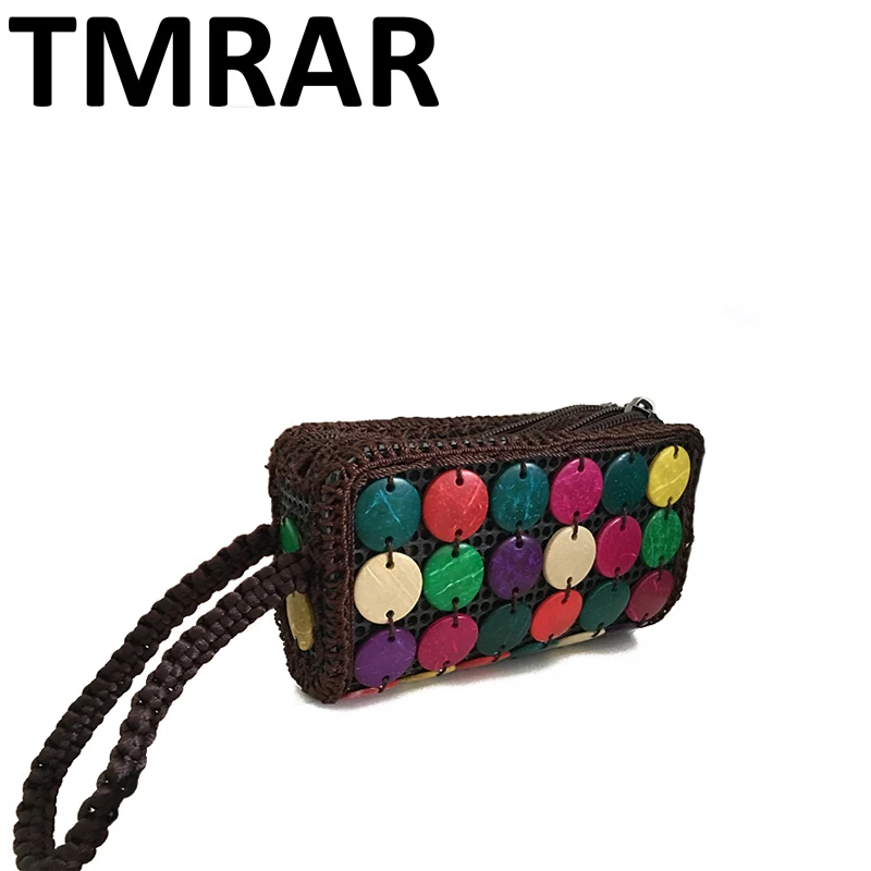 Длинный кошелек в горошек супер Кокосовая оболочка ручной с карманами для монет