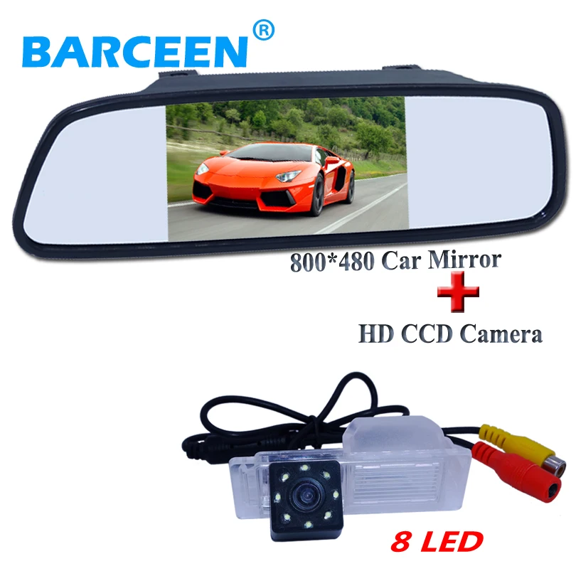 

black wire 5" car mirror bring wide screen +8 led ccd image car rearview camera for Chevrolet Cruze hatchback