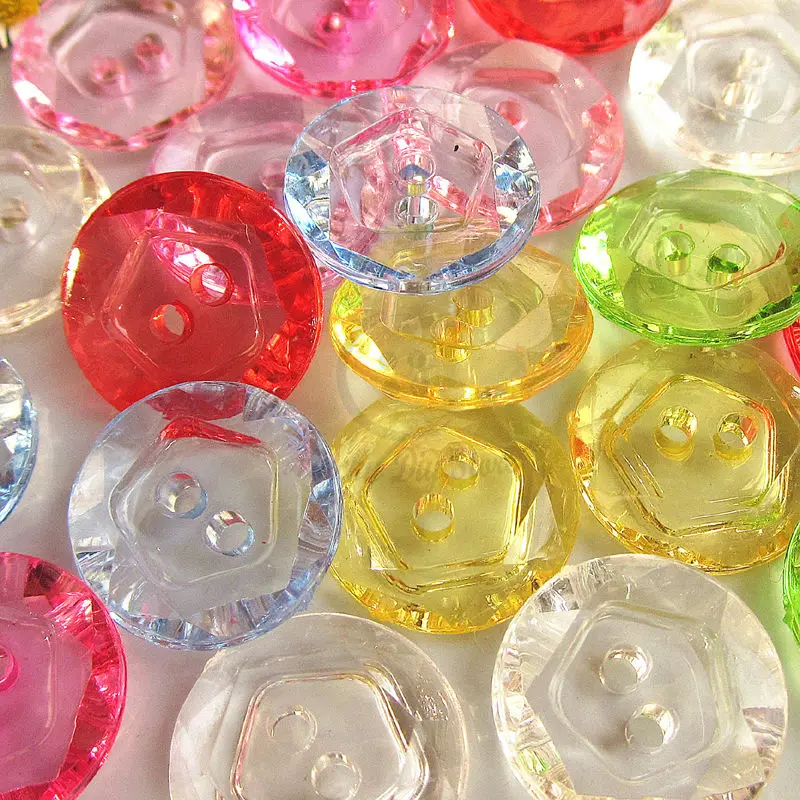 50 шт 15 мм 2 отверстия смешанные цвета прозрачные яркие акриловые кнопки и diy