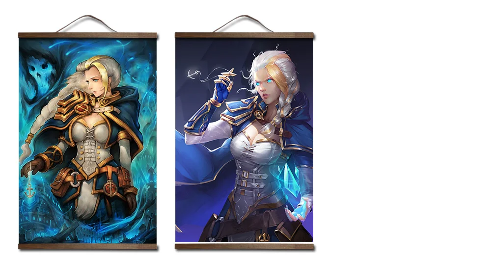 World of Warcrafts плакат для HD Холст плакат украшение живопись Sylvanas Windrunner Jaina Висячие деревянные свитки живопись