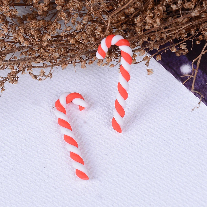 10PcsCute Clay рождественские красные белые конфеты трость CraftHome украшения Kawaii