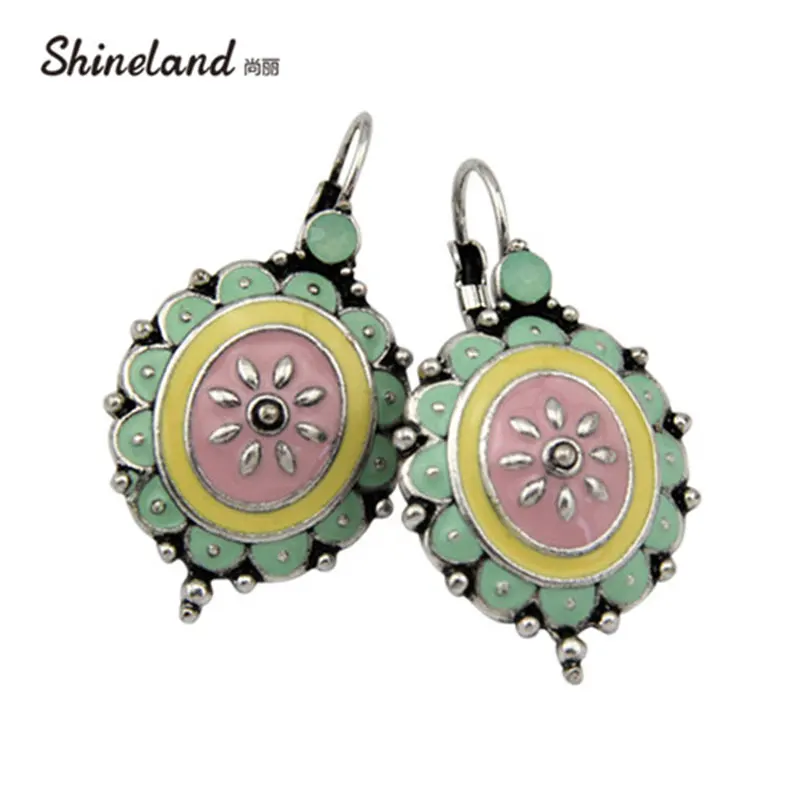 Винтажные женские богемные Модные Цветные Цветочные этнические массивные