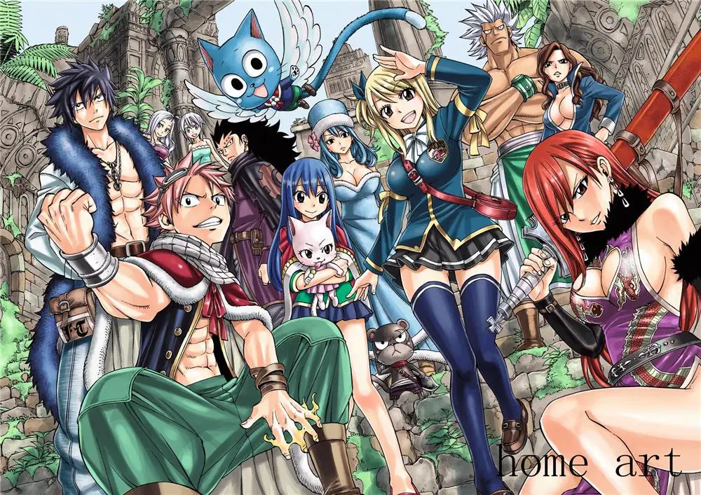 Fairy Tail Плакаты аниме стены наклейки с белым покрытием Бумага принты Высокое разрешение украшения дома гостиная Спальня
