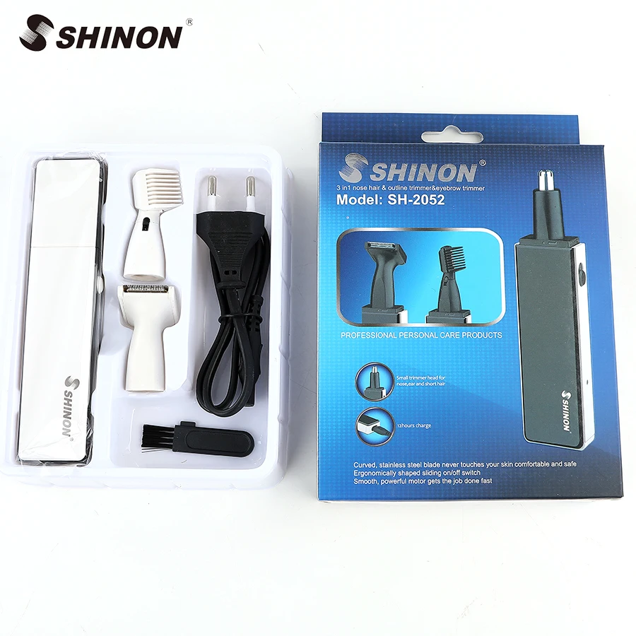 Машинка для стрижки волос в носу SHINON из нержавеющей стали, триммер для волос в носу, 3 в 1, USB, электрические машинки для стрижки волос