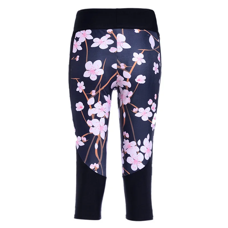 WF425 summer pop women sportswear trousers peach blossom printing female girls sexy hip gym fitness running pants workout | Спорт и