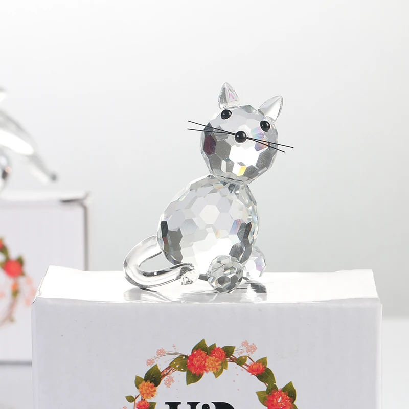 H & D кристальная Статуэтка для кошек миниатюрная стеклянная безделушка домашнего
