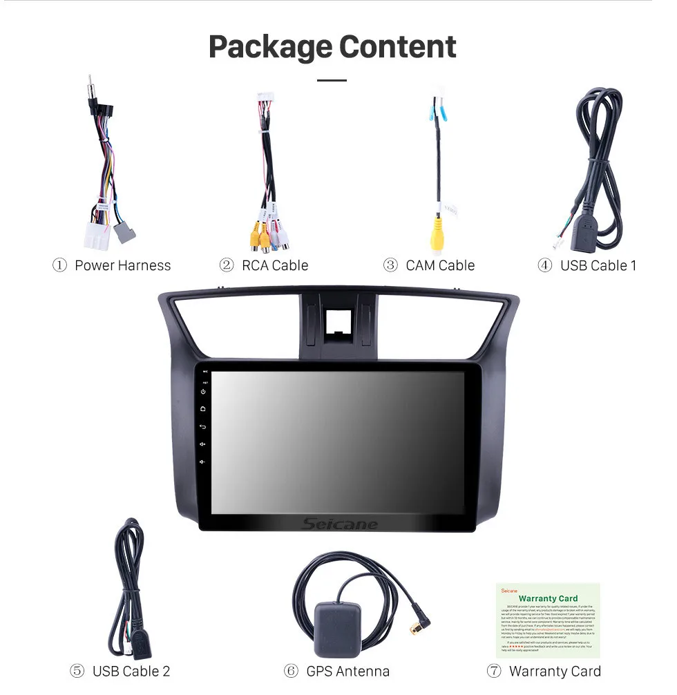 Seicane Android 8,1 10," Автомобильный мультимедийный плеер для 2012 2013- Nissan Sylphy 2din сенсорный экран GPS навигационная система, стереомагнитола резервная камера