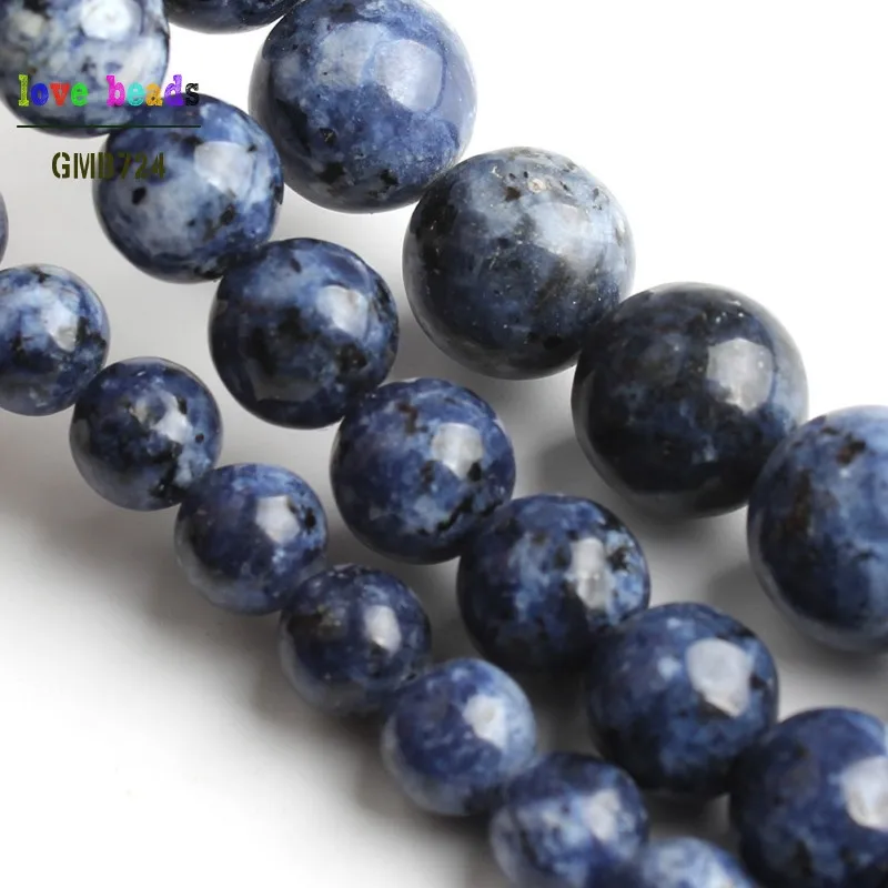 Синий Пятно яшмы каменные бусы круглые бусины для изготовления ювелирных изделий 15 ''Нить Браслет" сделай сам "/6/8/10 мм