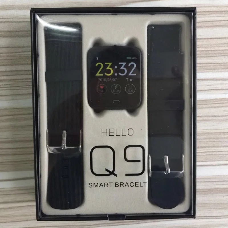 Black n bk strap Q9 фитнес-браслет часы кровяное давление монитор сердечного ритма IP67 водонепроницаемый смарт-Браслет активность Trakcer браслет - Цвет: Black n bk strap