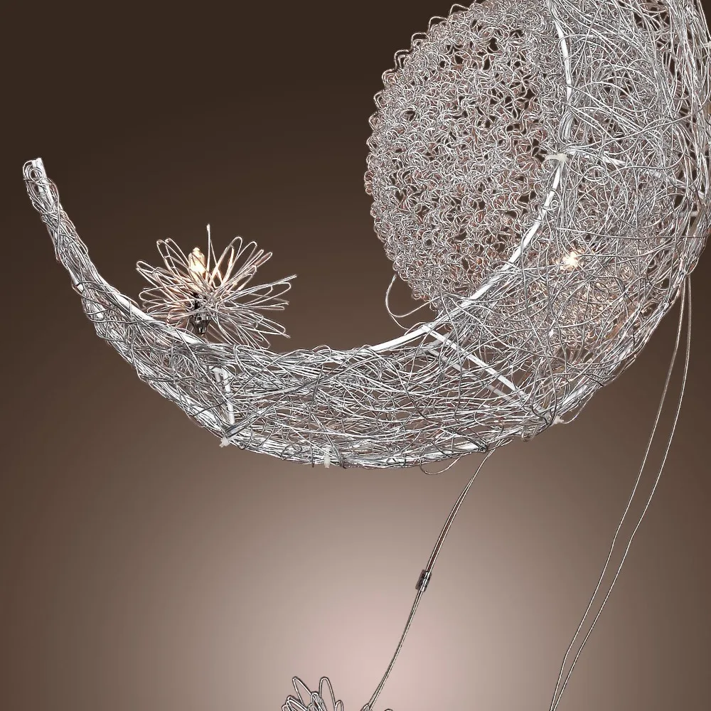 Алюминиевая проволока Луна и звезда детская спальня подвесной светильник для