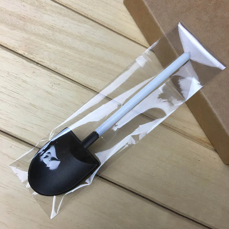 100 шт./лот 12 см Специальная Черная одноразовая пластиковая ложка для мороженого