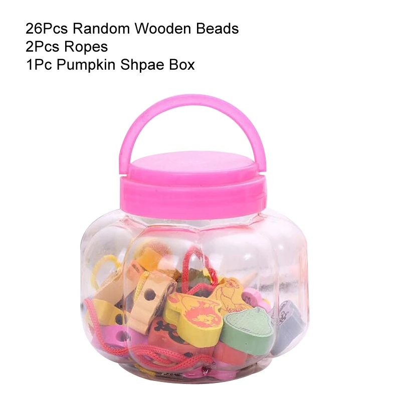26mix pumpkin box 26 шт. блоки Мультяшные животные фруктовый блок деревянные игрушки нанизывающий резьбонарезной Бисер для игр обучающая игрушка для малышей Дети GYH - Цвет: 26mix pumpkin box