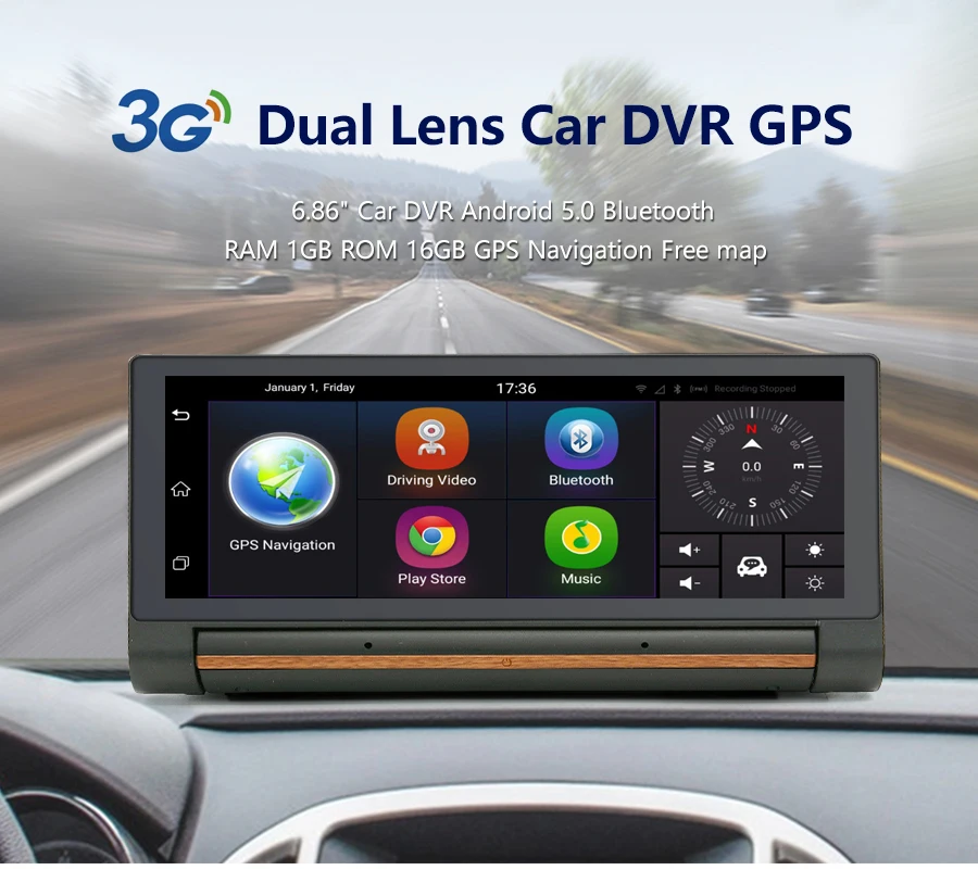 E27 Видеорегистраторы для автомобилей gps Камера 6,8" Android 3g dash cam Видео Авто регистратор с двумя Камера s FHD 1080 p Автомобильный Черный Ящик