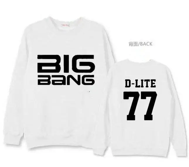 Новое поступление белая/черная тонкая толстовка с принтом имени члена kpop bigbang