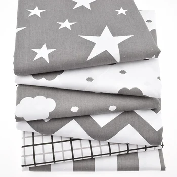 6pcs/Lot Print Twill Cotton Fabric For Sewing Doll Baby Bedding Clothes Dress Skirt Patchwork Cloud&Star Tissue Material 40x50cm