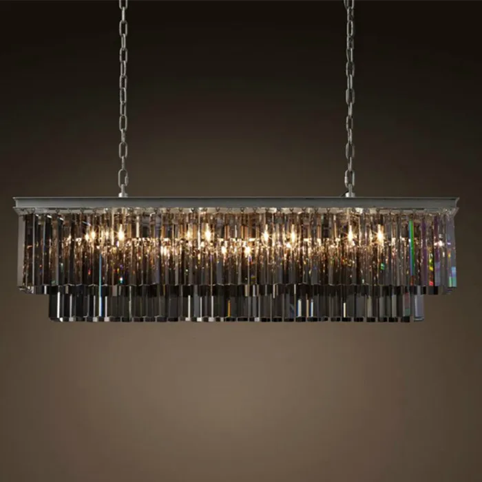 

American crystal rectangle pendant lights iving room crystal Nordic creative Villa Hotel pendant lamps SJ18