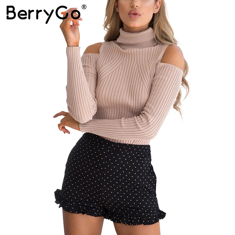 Женский трикотажный свитер BerryGo Розовый Повседневный хлопковый пуловер в