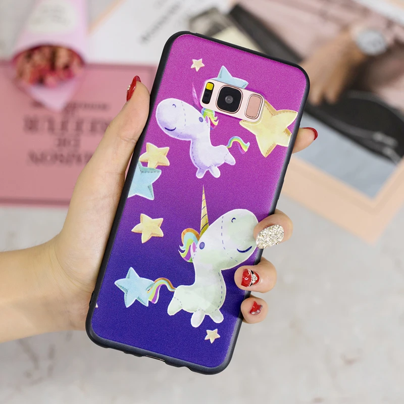 Luxury 3D Relief Varnish Soft TPU Silicone Phone Black Cases Cover Shell Coque Fundas Capa for Samsung Galaxy S8 S9 Plus Note 9 |
