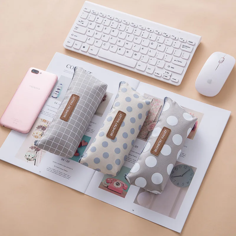 Пенал школьные принадлежности сетка Trousse Stylo Kawaii девушки Astucci Pennen Etui Astuccio Porta Penne Dot