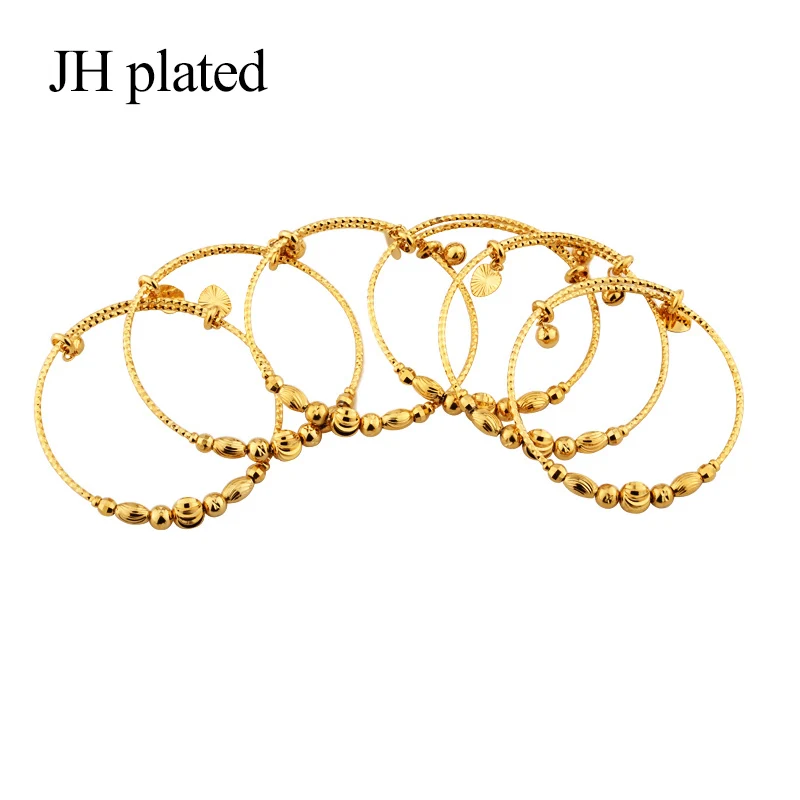 JHplated Африканский Эфиопский Модный золотой цвет колокольчик браслеты ювелирные изделия женские вечерние свадебные подарки растягивающийся свободный размер 2 мм браслет - Окраска металла: only 6 pcs