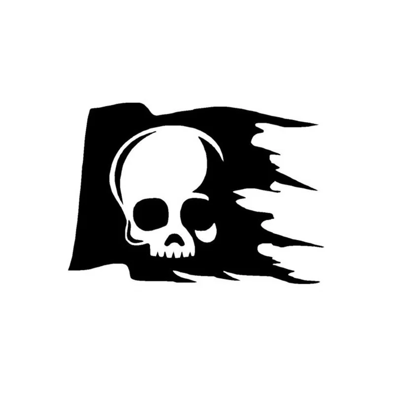 

15.2*10.6CM Unique Creative Skull Flag Car Stickers Covering The Body Reflective Vinyl Decals Black/Silver C7-1094