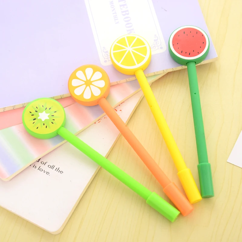 

4 PC/Lot Kawaii Lovely Fruit-Color 0.5mm Needle-Tip Gel Pen for School Stationery & Office,