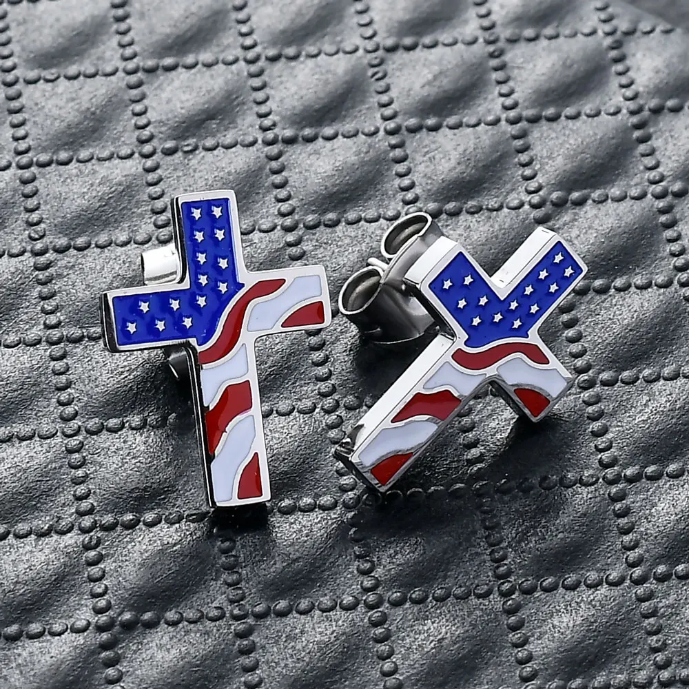 Серьги-капли из нержавеющей стали с эмалью американский флаг США унисекс |