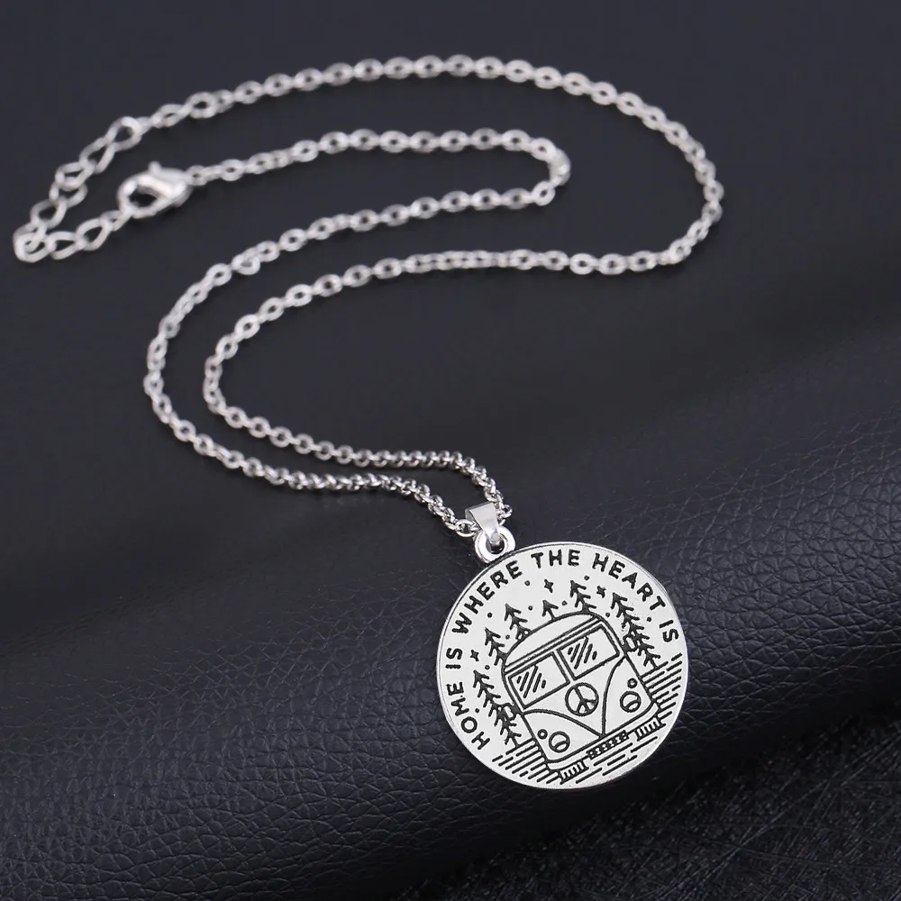 LIKGREAT БУКВЕННОЕ украшение для дома где сердце Круглый Кулон Ожерелье кемпинга