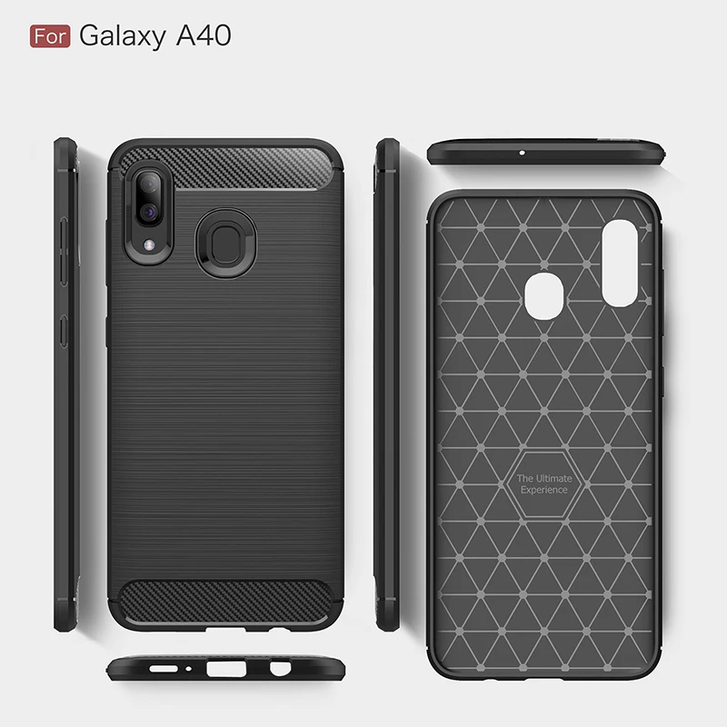 Silicone Case For Samsung Galaxy A40 Soft TPU Carbon Fiber Cover Fitted Conque Silicon Capa |