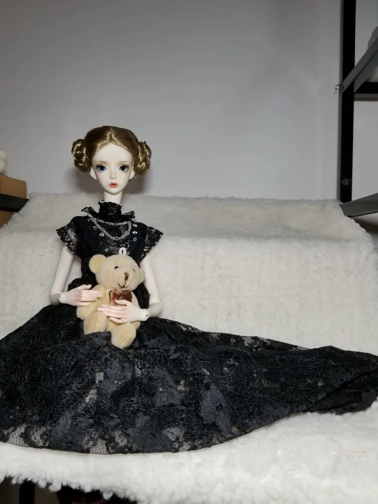 T02-X504 Blyth st кукольная одежда 1/3 1/4 bjd 1/6 аксессуары для кукол черное винтажное кружевное платье 1 шт