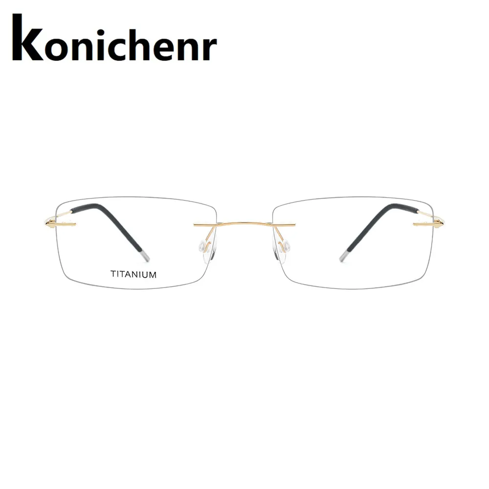 Konichenr титановый сплав титановые квадратные очки без оправы мужские ультралегкие
