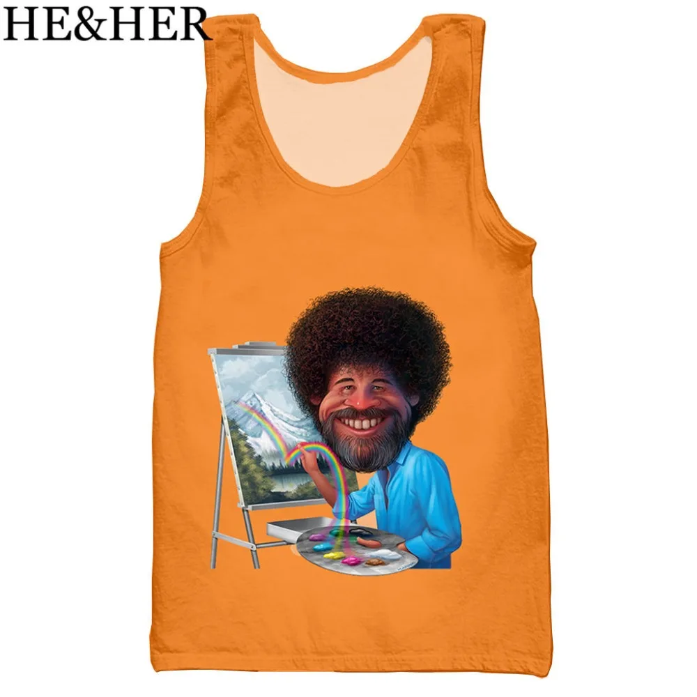 Bob ross 3D Печатный Топ на бретелях для мужчин модный крутой летний топ и женщин