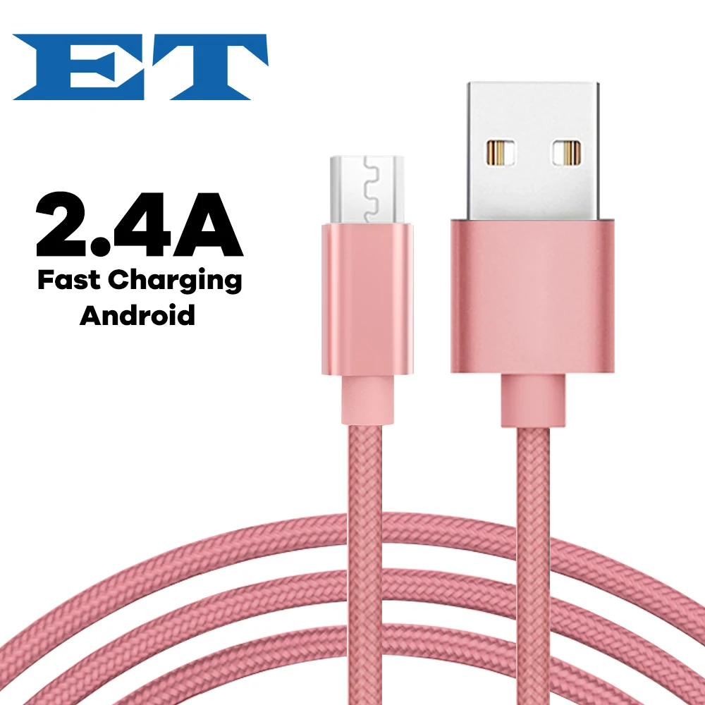 ET 2.4A Micro USB кабель нейлон Быстрая зарядка USB кабель для передачи данных для Xiaomi Redmi Note 5 планшет Android мобильный телефон usb зарядный шнур