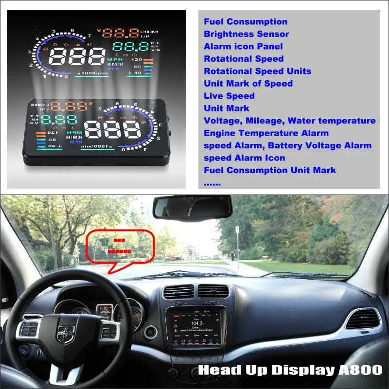 

Автомобильный HUD Дисплей для Dodge Journey/JC/JCUV 2009-2019 Авто HUD OBD безопасный проектор для вождения экрана Refkecting лобовое стекло